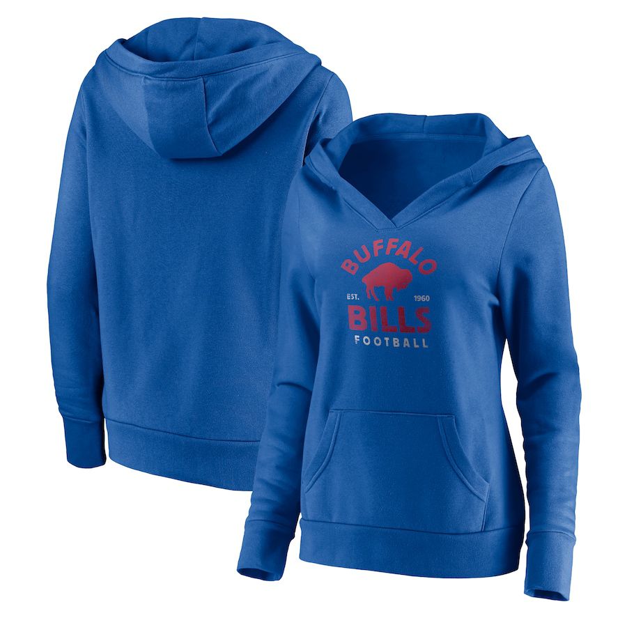 Women Buffalo Bills Fanatics Branded Royal Vintage Arch V-Neck Pullover Hoodie->women nfl jersey->Women Jersey